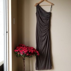 Betsy & Adam one shoulder long dress Olive Green